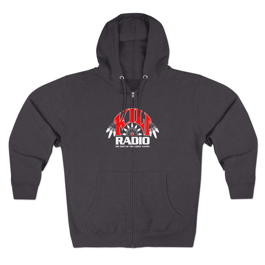 KILI Radio Zip Hoodie — Retro Radio Logo Zip-Up Sweatshirt