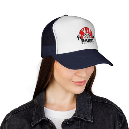 KILI Radio Trucker Cap — Retro Native-Inspired Logo Mesh Hat