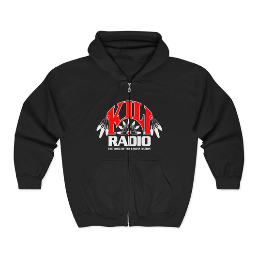 KILI Radio Zip Hoodie — Retro Logo Full-Zip Hooded Sweatshirt