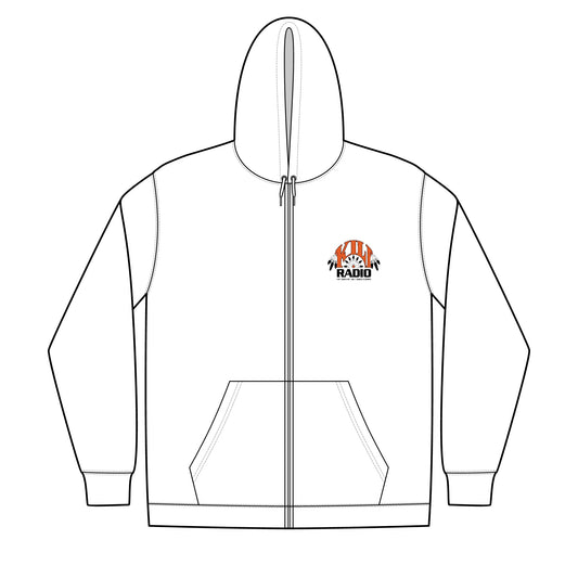 KILI Radio Bandit Zip Hoodie — Small Retro Striped Logo Chest Design